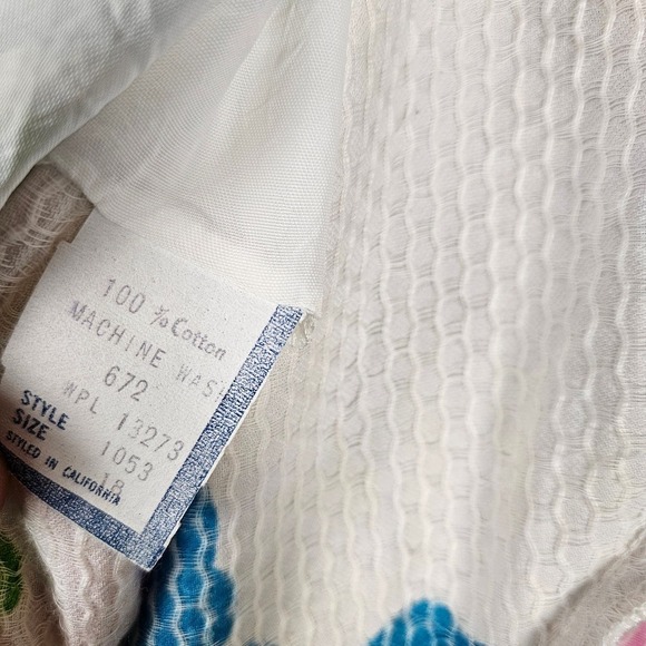 Vintage Floral Maxi Dress 18 10/12 Textured Cotton Pink Blue Purple White - Picture 15 of 15